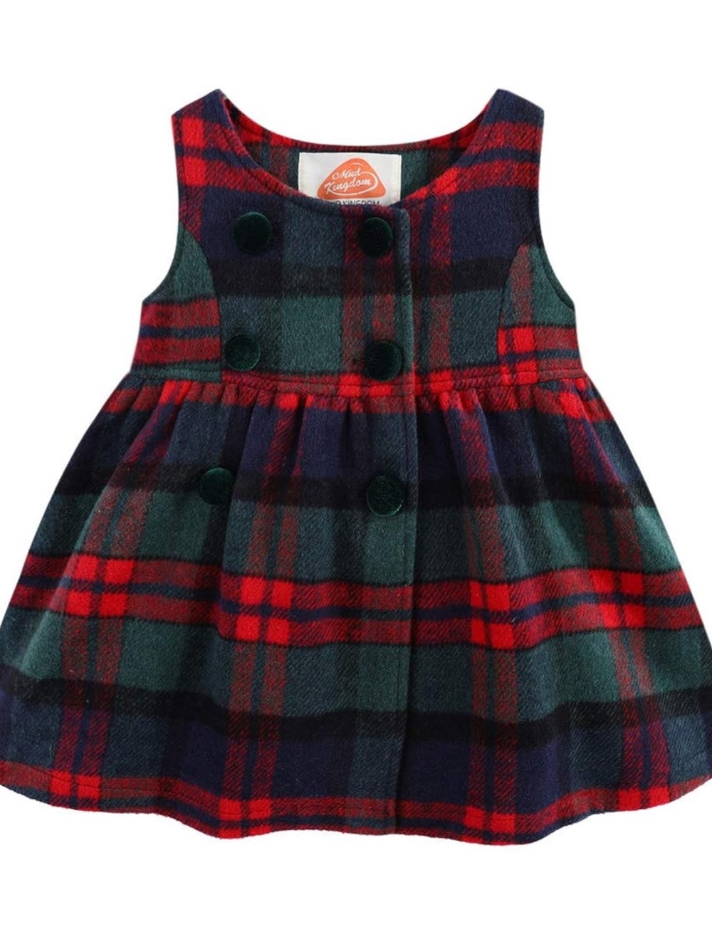 Red & Green Plaid Sleeveless Kids Dress